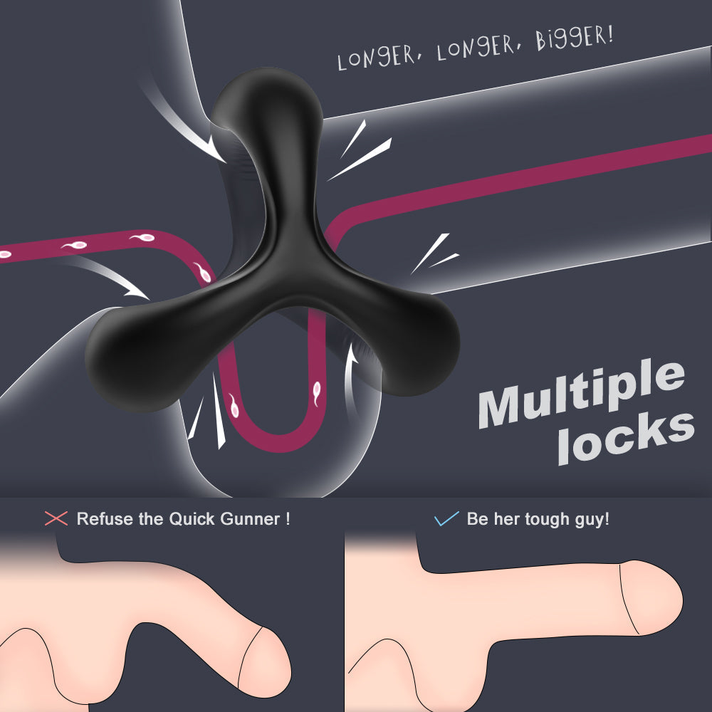 Male Double Ring Condom Ring Soft Gel Penis Ring Delay Ring for Men Adult Toys