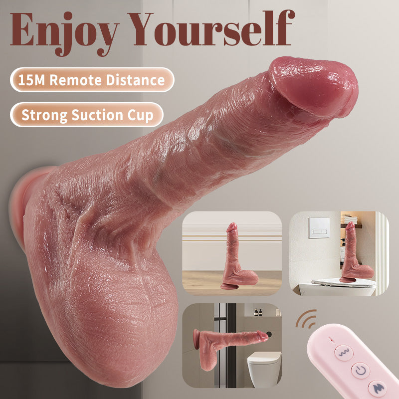 Newvibe Small Glans Thick Shaft Big Ball 7 Thrusting Swinging 10 Vibrating Heating Lifelike Dildo 8.66 Inch