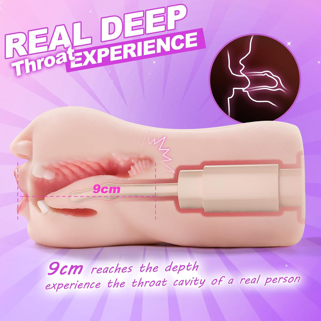Deep Throat Licking Male Masturbator – Vibrating Mouth Stroker with Tongue & Teeth Simulation