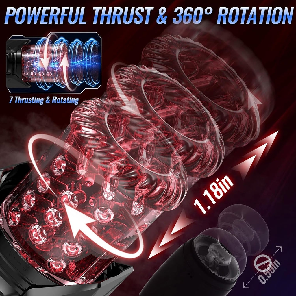 EINSEO Men's Pump Vibrator - AI Sync Waterproof Male Orgasm Simulator, 7 Suction-Push Rotations & 7 Lick Modes, Adult Toy Pocket Cat Men's Sex Toy Bath Accessories