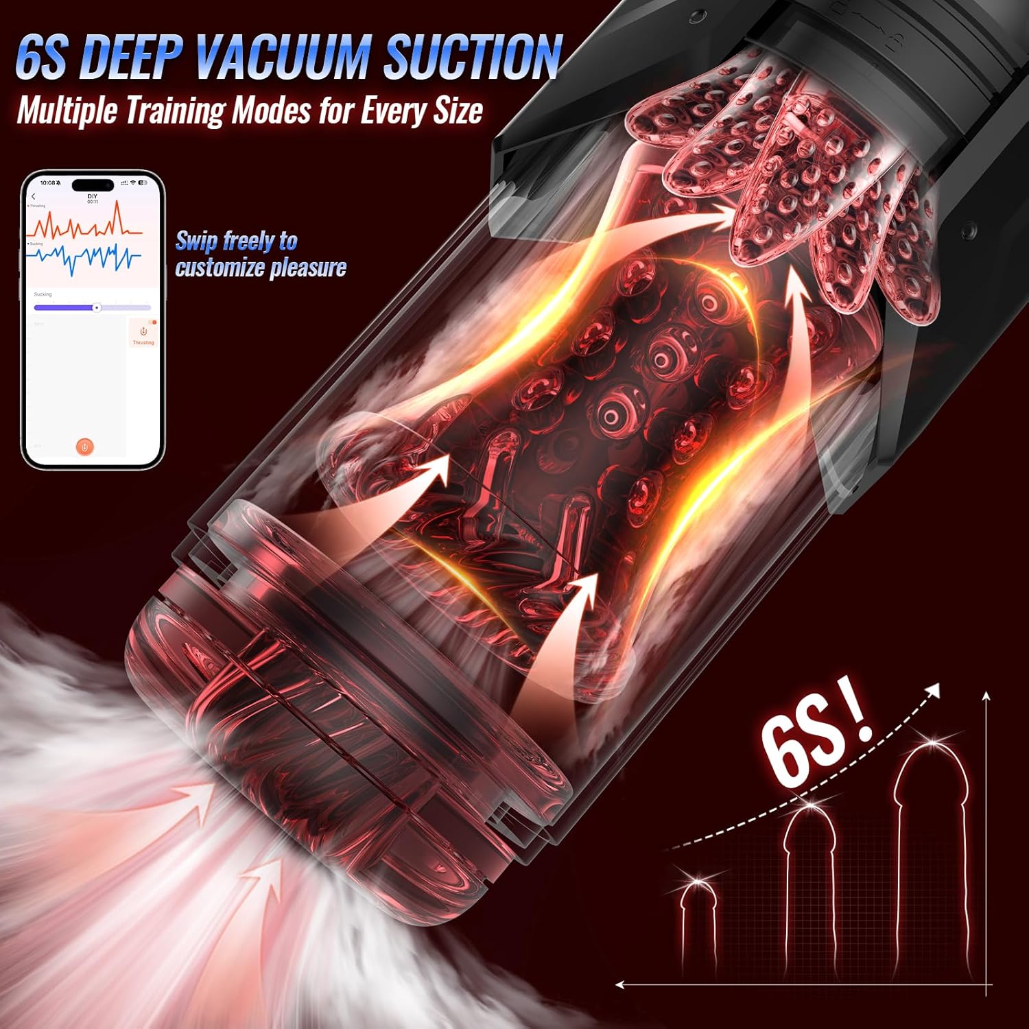 EINSEO Men's Pump Vibrator - AI Sync Waterproof Male Orgasm Simulator, 7 Suction-Push Rotations & 7 Lick Modes, Adult Toy Pocket Cat Men's Sex Toy Bath Accessories